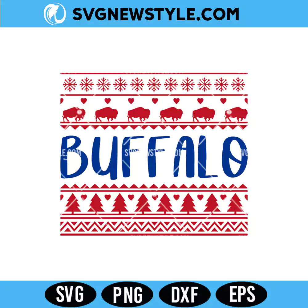 Buffalo Ugly Christmas Sweater Pattern Svg, PNG DXF EPS for Cricut 1 Buffalo Ugly Christmas Sweater Pattern Svg