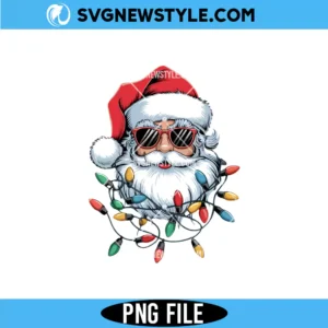 Christmas Santa with Sunglasses and Lights Png