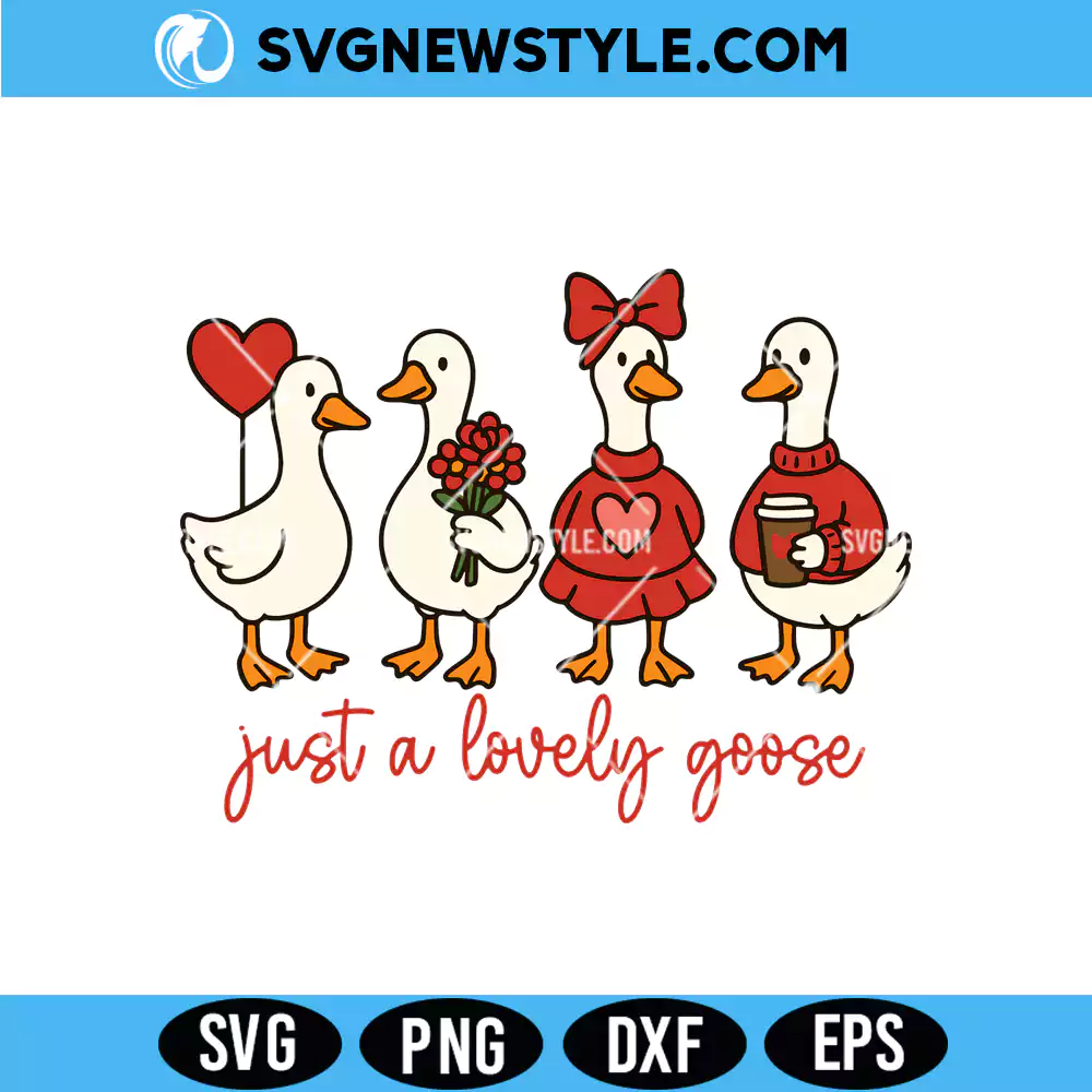 Cute Lovely Goose Coquette Svg, Duck valentines Svg, Png | Digital Download 1 Cute Lovely Goose Coquette Svg