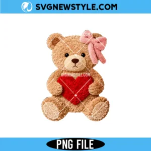 Faux Yarn Valentines Day Teddy Bear Png