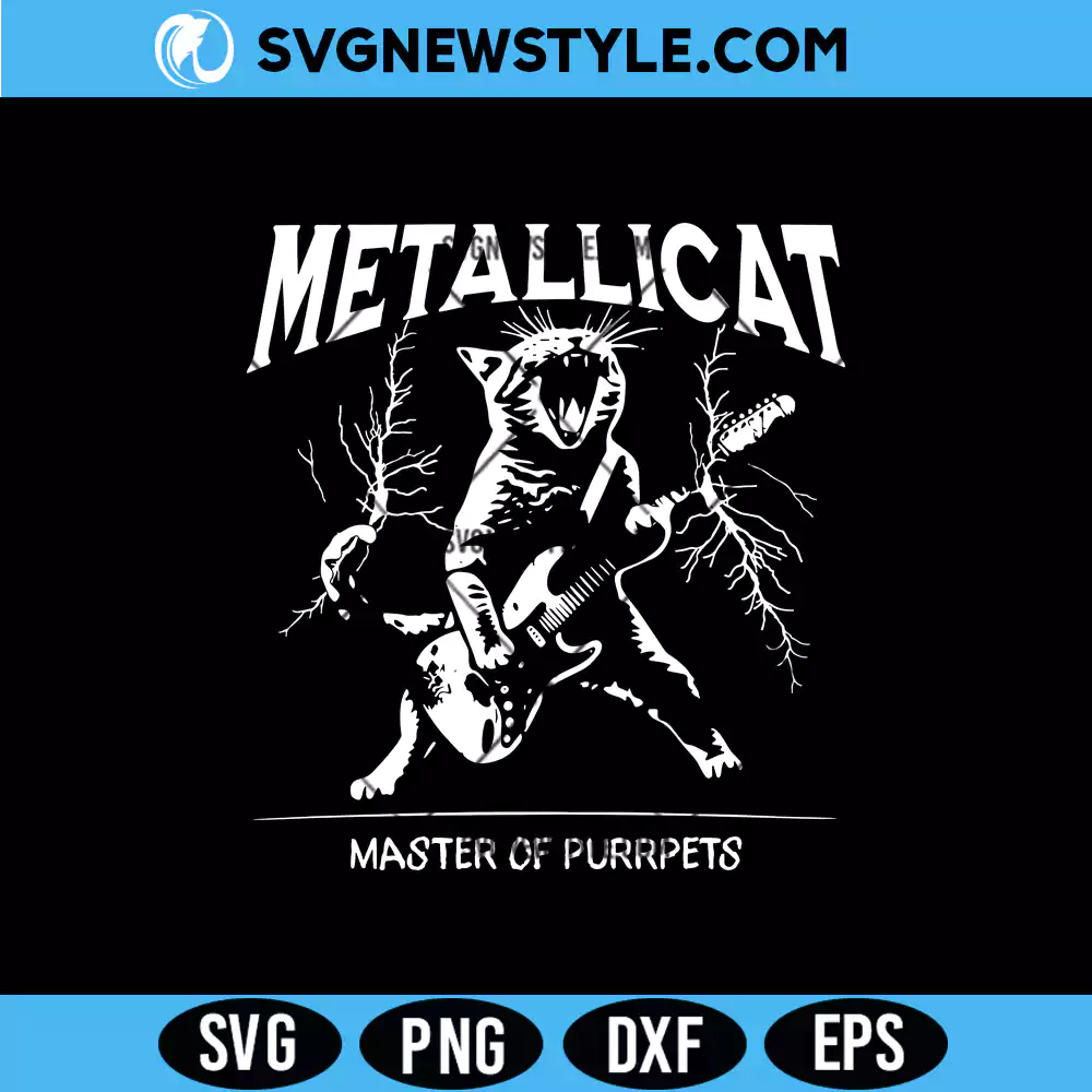 Funny Guitar Cat Svg, Metallicat Svg, PNG DXF EPS | Digital Download 1 Funny Guitar Cat Svg