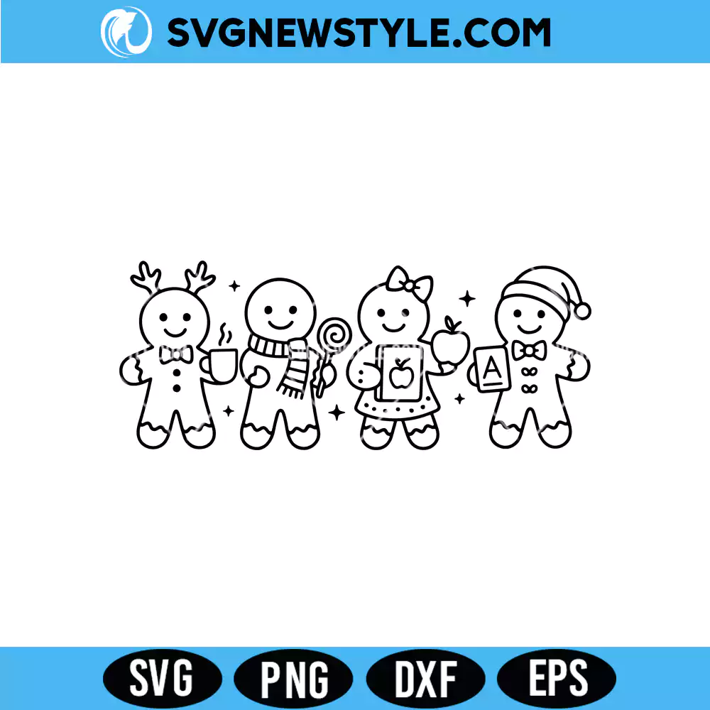 Gingerbread Teacher Christmas Svg, PNG DXF EPS Cut Files for Cricut Crafts 1 Gingerbread Teacher Christmas Svg