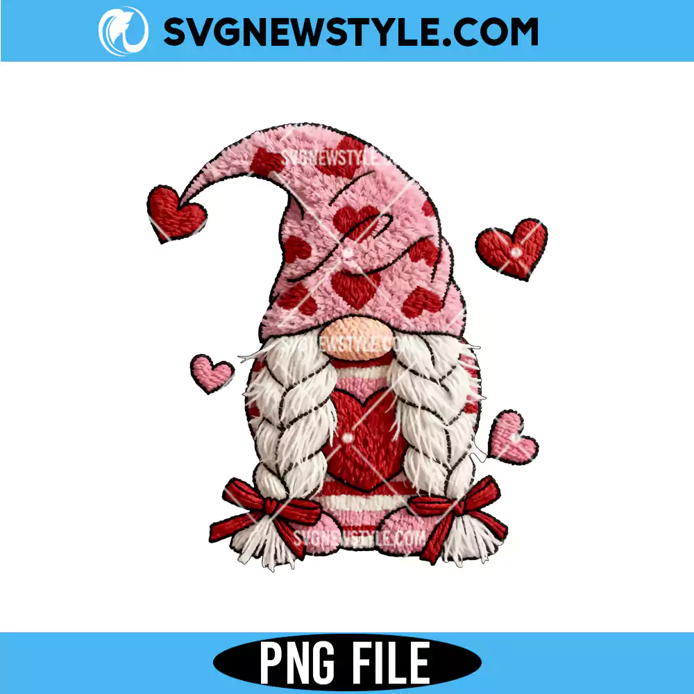 Latch Hook Yarn Valentines Gnome Png, Preppy Valentines Png, Digital Download 1 Latch Hook Yarn Valentines Gnome Png