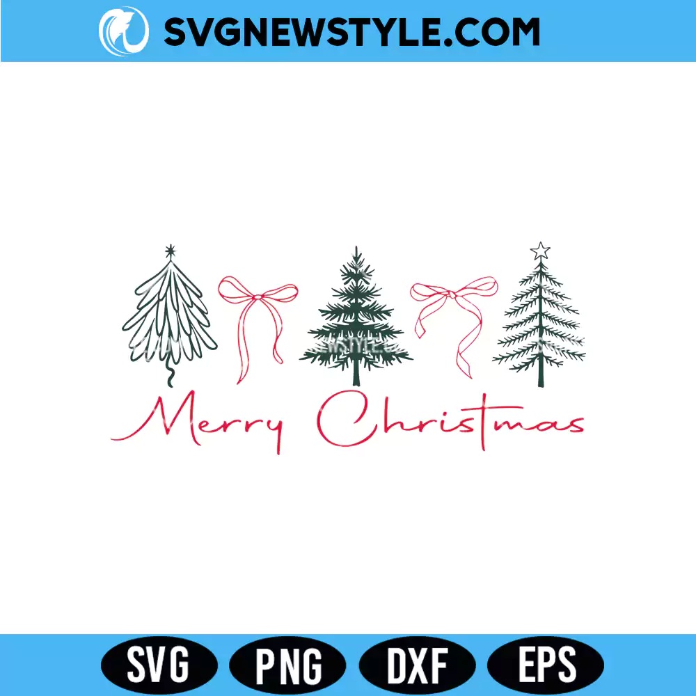Merry Christmas Bow and Tree Sleeve Svg, PNG DXF EPS for Cricut 1 Merry Christmas Bow and Tree Sleeve Svg