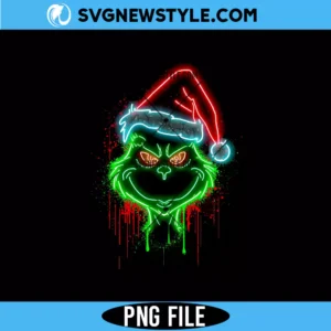 Neon Splatter Christmas Grinch Png