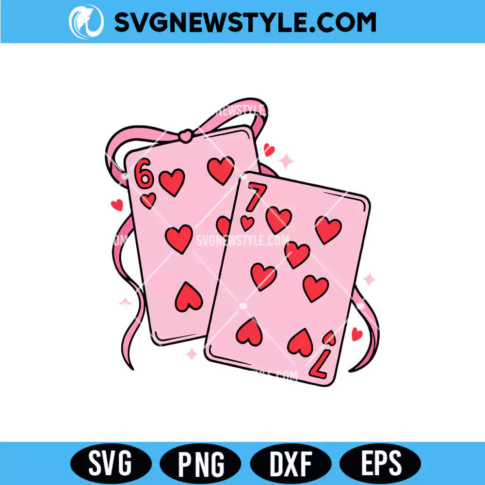 Playing Cards Valentine 67 SVG, Six Seven svg, PNG, DXF, EPS | Digital Download 1 Playing Cards Valentine 67 SVG