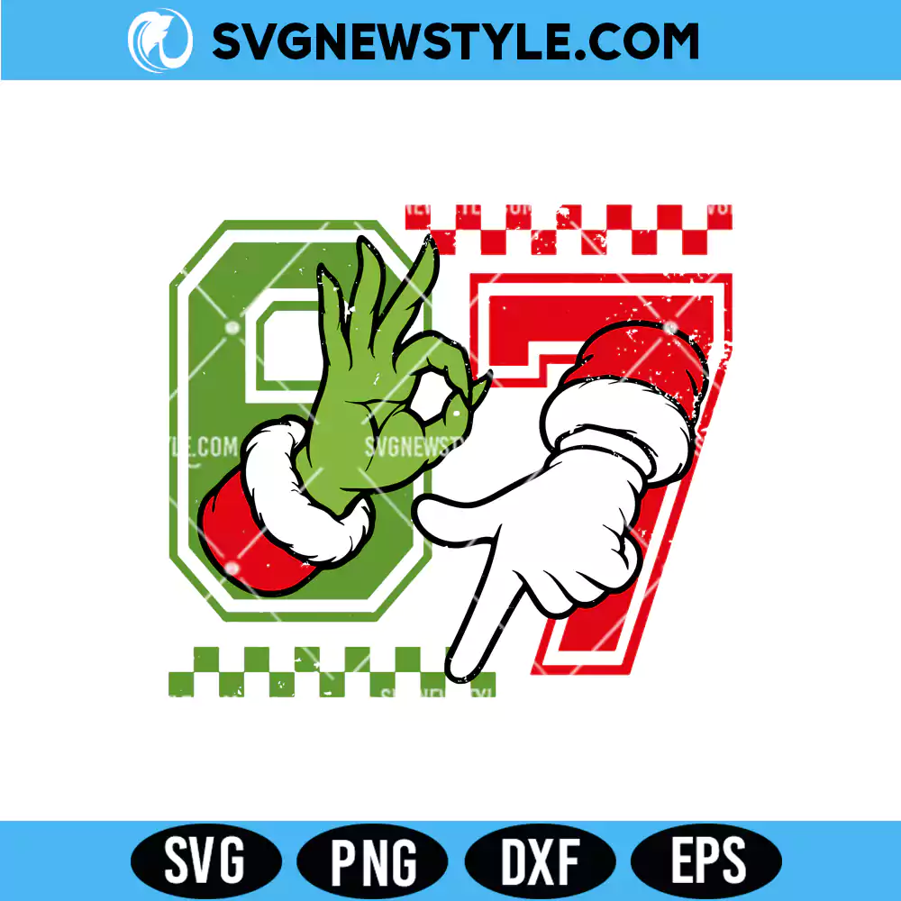 Grinch Six Seven 6 7 Christmas Svg, PNG DXF EPS Cut Files for Cricut 1 Grinch Six Seven 6 7 Christmas Svg