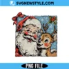 Retro Santa Claus And Reindeer PNG, Christmas Coquette Bow Png | Digital Download 3 Retro Santa Claus And Reindeer PNG