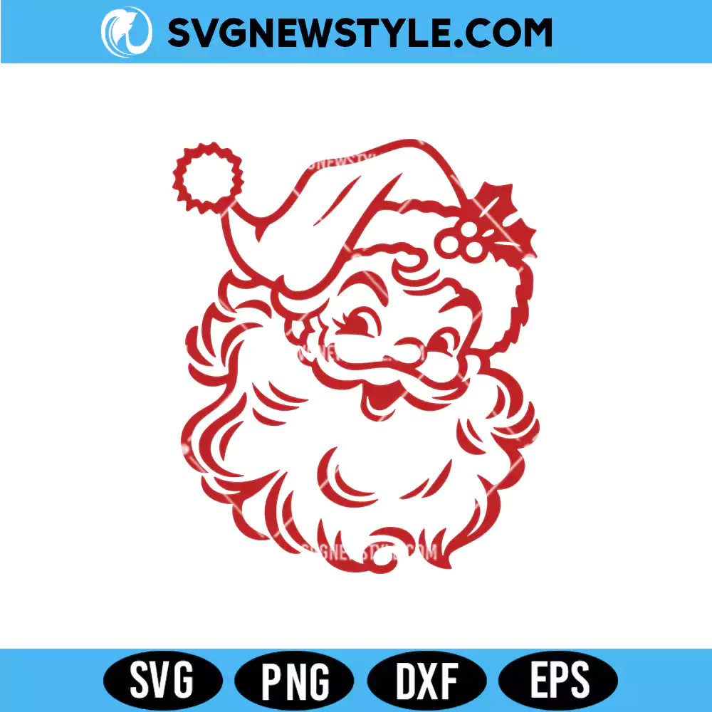 Retro Santa Face SVG, Santa Claus SVG PNG, DXF EPS Files | Digital Download 1 Retro Santa Face SVG