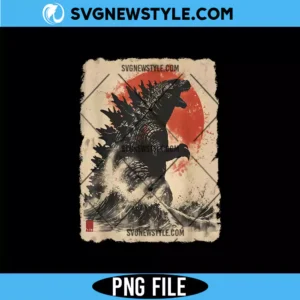 Vintage Japanese Godzilla Great Wave Png