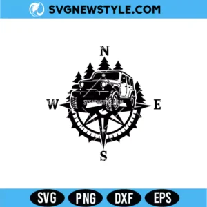 Compass And Pine Trees SVG