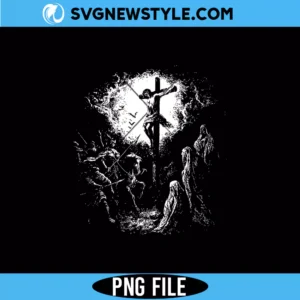 Jesus Crucifixion Scene Vintage PNG Digital Download &ndash; Religious Art PNG