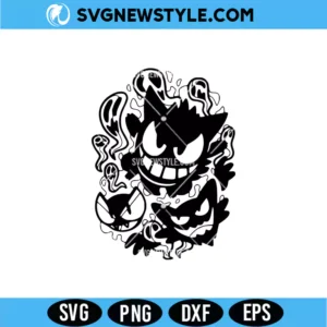 Pokemon Gengar Evolution SVG &ndash; Ghost Evolution Cut File | Digital Download