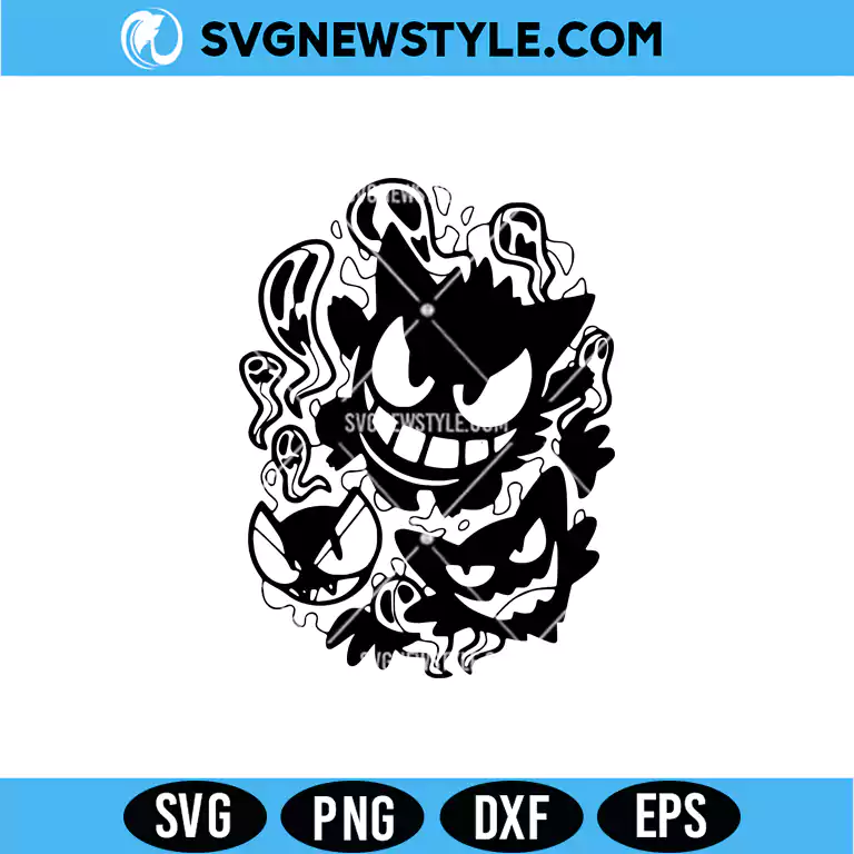 Pokemon Gengar Evolution SVG – Ghost Evolution Cut File | Digital Download 1 Pokemon Gengar Evolution SVG