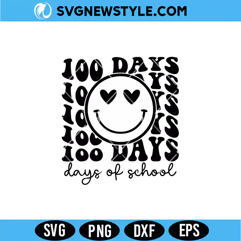 100 Days of School Smile SVG Digital Download for Student Shirts & Classroom Crafts 1 100 Days of School Smile SVG