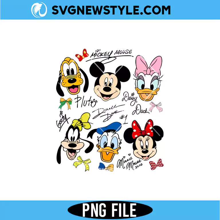 Coquette Bows Signatures Mickey and Friends PNG Digital Download for Shirts & Cute Crafts 1 Coquette Bows Signatures Mickey and Friends PNG