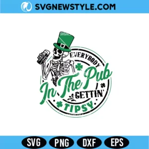Pub Gettin Tipsy Skeleton SVG | Funny Skeleton SVG Cut File