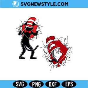 Red Hat Cat Tear Through SVG