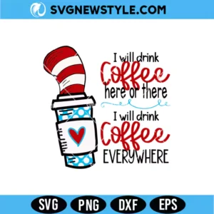 Striped Hat Coffee Quote SVG