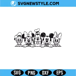 Classic Cartoon Friends Line Art SVG