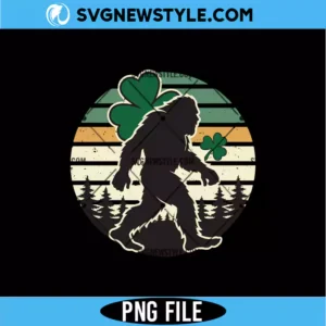 Retro Bigfoot Shamrock PNG Digital Download | Funny Irish Printable PNG
