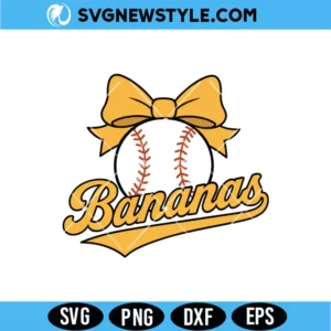 Banana Baseball Bow SVG
