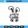 Happy Easter Bunny Ears SVG, Easter Bunny Face Graphics, Instant Digital Download 3 Happy Easter Bunny Ears SVG