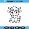 Kawaii Highland Cow SVG Digital Download | Baby Nursery & Kids Shirt Design 2 Kawaii Highland Cow SVG
