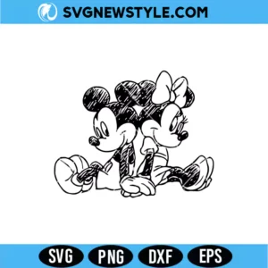 Mickey Minnie Sketch SVG