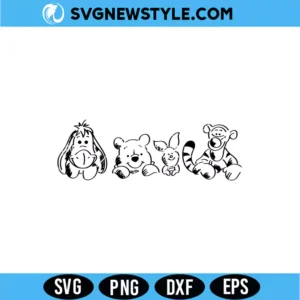 Winnie the pooh characters line art Svg