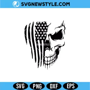 American Flag Skull SVG Png