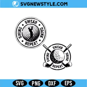 Swinging Golfer Swing Swear Drink Repeat SVG