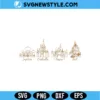 Gold Castles Line SVG | Modern Script Magical Castle for Cricut & Silhouette 3 Gold Castles Line SVG