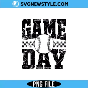 Retro Baseball Game Day PNG