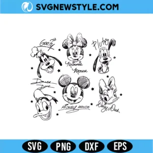 Mickey and Friends Signatures Svg