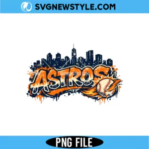 Astros Baseball PNG | Retro Houston Team Spirit Sublimation Design