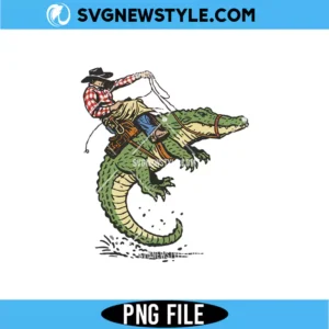 Cowboy Riding Alligator PNG