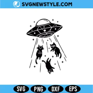 Funny UFO Cat Abduction SVG