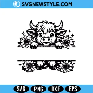 Highland Cow Split Frame SVG