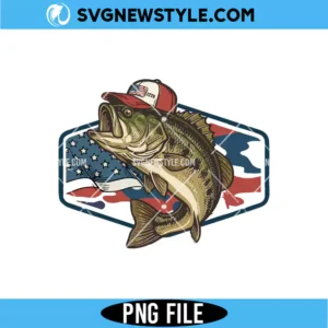 Patriotic Camo Bass Fishing PNG Digital Download | American Flag Fish Sublimation