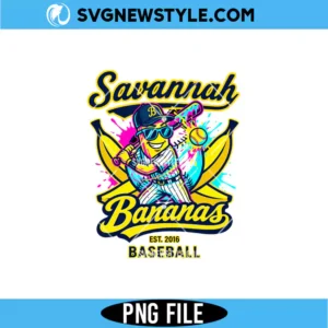 Savannah Bananas Baseball PNG | Retro Yellow Team Spirit Sublimation