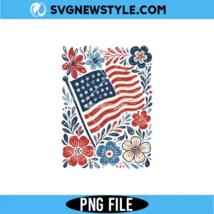 American Flag Floral PNG