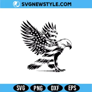 Bald Eagle with US flag Svg, Patriotic USA Cut File Digital Download