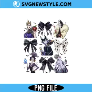 Coquette Bow Disney Villains Signature Png | Trendy Aesthetic Sublimation