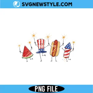 Fourth of July Watermelon Hotdog Firework PNG