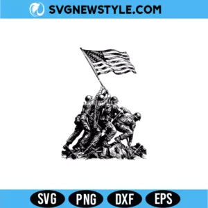 Iwo Jima Flag Raising Engraving Svg