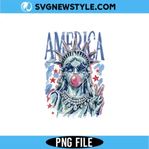 Preppy Brushstroke Statue of Liberty Blowing Bubble PNG