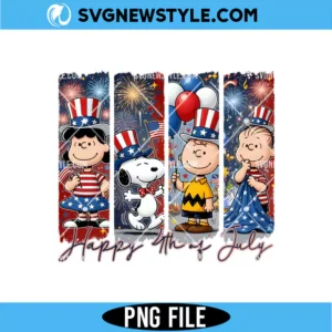 Snoopy and Friends happy 4th of july PNG
