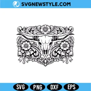 Western Coquette Longhorn Skull SVG
