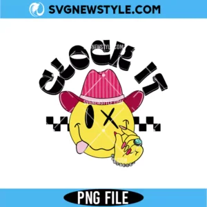Clock It Smiley Face PNG - Western Cowgirl Retro Sublimation Design
